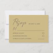 シンプル ゴールド イエロー イチョウの葉 結婚式 RSVP カード (正面)