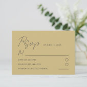 シンプル ゴールド イエロー イチョウの葉 結婚式 RSVP カード (スタンド正面)