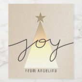 シンプル ゴールド クリスマスツリー Joy ワインラベル (シングルラベル)