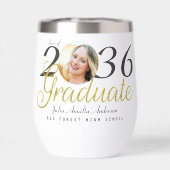 シンプル ゴールド スクリプト ファッション ワン フォト 卒業 (背面)