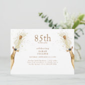 シンプル ゴールド テキスト シャンパン 85歳 誕生日パーティー 招待状 (スタンド正面)