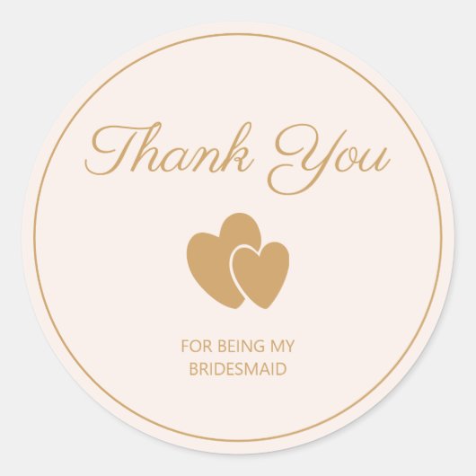 シンプル ゴールド ハート サンクス ラウンドシール (正面)