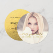 シンプル ゴールド フォイル | 卒業パーティー 招待状 (正面/裏面)