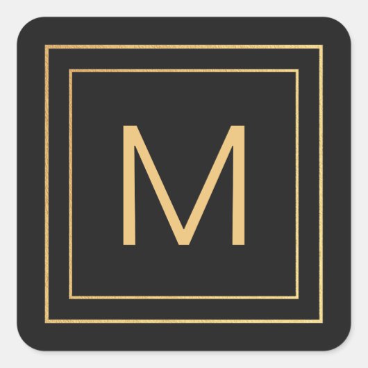 シンプル ゴールド | ブラック | モノグラム スクエアシール (正面)