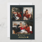 シンプル ゴールド ブランチ クリスマス フォト ホリデー カード (正面)