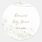 シンプル ゴールド ミニマル ベビーシャワー フェイバー ラウンドシール (正面)