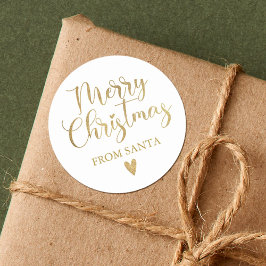 シンプル ゴールド メリークリスマス カリグラフィー スクリプト ラウンドシール