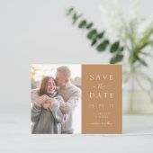シンプル ゴールド 写真付き結婚式お知らせ 案内ポストカード (スタンド正面)