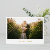 シンプル ゴールド 写真 結婚式 サンクスカード 箔招待状 (立ち正面)