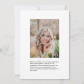 シンプル ゴールド 卒業写真 発表 案内状 (裏面)