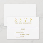 シンプル ゴールド - 返信依頼招待状 招待状 (正面/裏面)