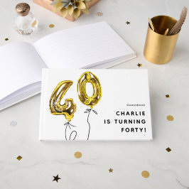 シンプル ゴールド 40 バルーン 40歳の誕生日パーティー ゲストブック