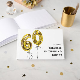 シンプル ゴールド 60 風船 60歳の誕生日パーティー ゲストブック