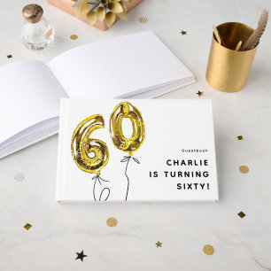 シンプル ゴールド 60 風船 60歳の誕生日パーティー ゲストブック