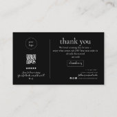 シンプル サンクスユー QR 割引カード ブラック 名刺 (裏面)