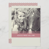 シンプル・シェブロン卒業 |赤 招待状 (正面/裏面)