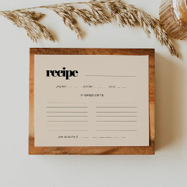 シンプル&シエレガントックブライダルシャワーレシピカード