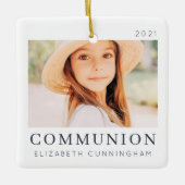 シンプル・シカスタムック・・ファースト・コミュニオン・フォト セラミックオーナメント (正面)