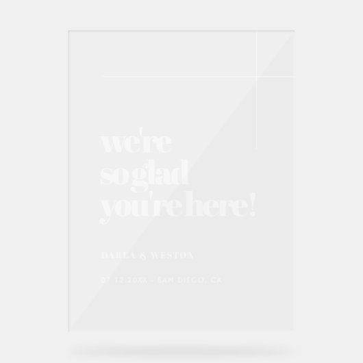 シンプル&シックなのであなたはここで歓迎フロステッド アクリルサイン (正面)