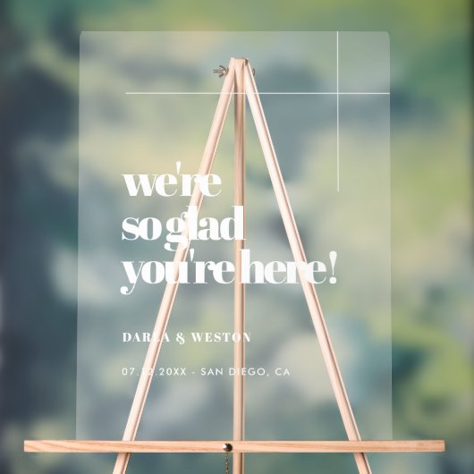 シンプル&シックなのであなたはここで歓迎フロステッド アクリルサイン (ニュートラル)