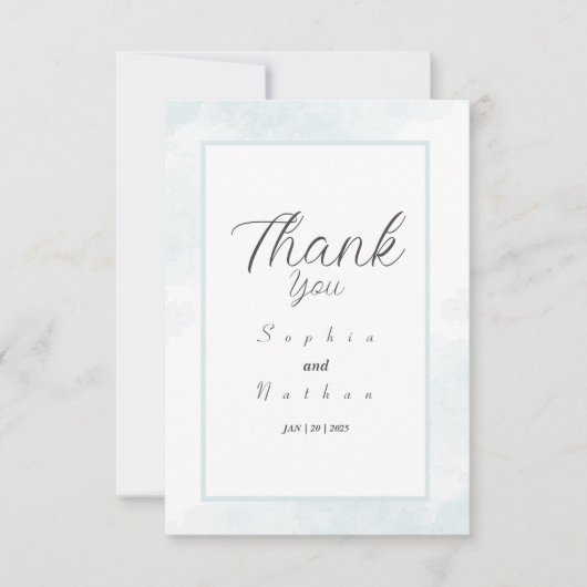 シンプル&シックブルーウォーターカラーサンキューカード サンキューカード (正面)