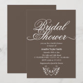 シンプル&シック書道ワイルドフラワーブライダルシャワー 招待状 (正面/裏面)