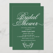 シンプル&シック書道ワイルドフラワーブライダルシャワー 招待状 (正面/裏面)