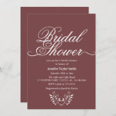 シンプル&シック書道ワイルドフラワーブライダルシャワー 招待状 (正面/裏面)