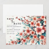 シンプル・シック桜の結婚式 セーブザデート (正面/裏面)