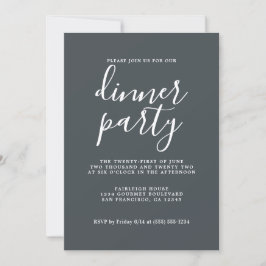 シンプル シック カリグラフィー ブラック Dinner Party 招待状