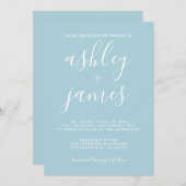 シンプル・シック・カリグラフィ・ブルー・グローズ 招待状 (正面/裏面)