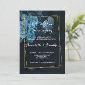 シンプル シック ゴールド ジオメトリック フレーム ウェディング アニバーサリー 招待状 (スタンド正面)