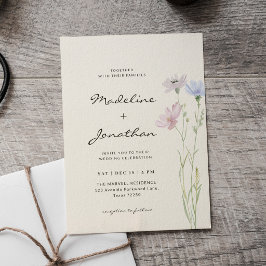 シンプル シック ワイルドフラワー ベージュ ウェディング 招待状