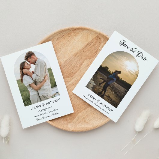 シンプル シック 2 フォト ウェディング セーブザデート