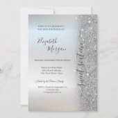 シンプル シルバー グリッター シルバー スイート 16 招待状 (正面)