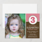 シンプル & スウィートなチョコレート/ピンクの誕生日招待状 招待状 (正面/裏面)