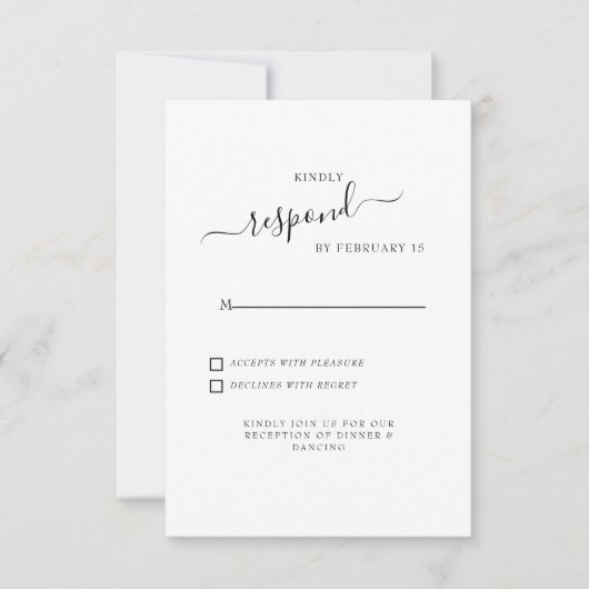シンプル スウォッシュ 白 結婚式 RSVP (正面)