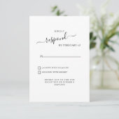 シンプル スウォッシュ 白 結婚式 RSVP (スタンド正面)