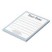 シンプル スカイブルー レトロ お名前追加 ライン入り ノートパッド (回転)