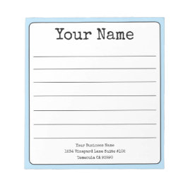 シンプル スカイブルー レトロ お名前追加 ライン入り ノートパッド