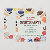 シンプル スクエア スポーツ 誕生日パーティー 招待状 (正面/裏面)