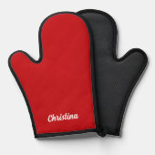 シンプル、スクリプトカスタムモノグラム赤 鍋つかみ (正面/裏面)