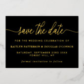 シンプル・スクリプト日付の保実在存 箔招待状 (正面)