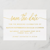 シンプル・スクリプト日付の保実在存 箔招待状 (正面)