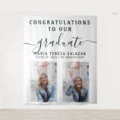 シンプル スクリプト カリグラフィー 2 フォト 卒業 タペストリー (正面)