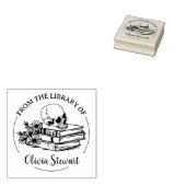 シンプル スクリプト スカル フラワー ブック ラバースタンプ (押印)