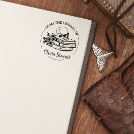 シンプル スクリプト スカル フラワー ブック ラバースタンプ