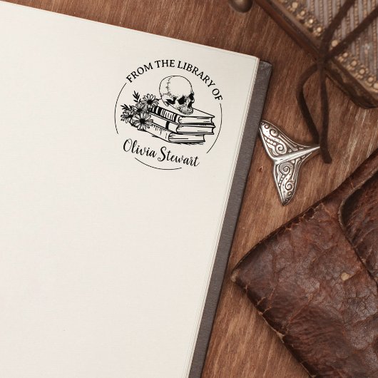 シンプル スクリプト スカル フラワー ブック ラバースタンプ