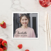 シンプル スクリプト ネーム フォト 卒業パーティー ナプキン スタンダードカクテルナプキン (インサイチュ)