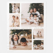 シンプル スクリプト ファミリー フォト コラージュ ホリデー フリースブランケット (正面)